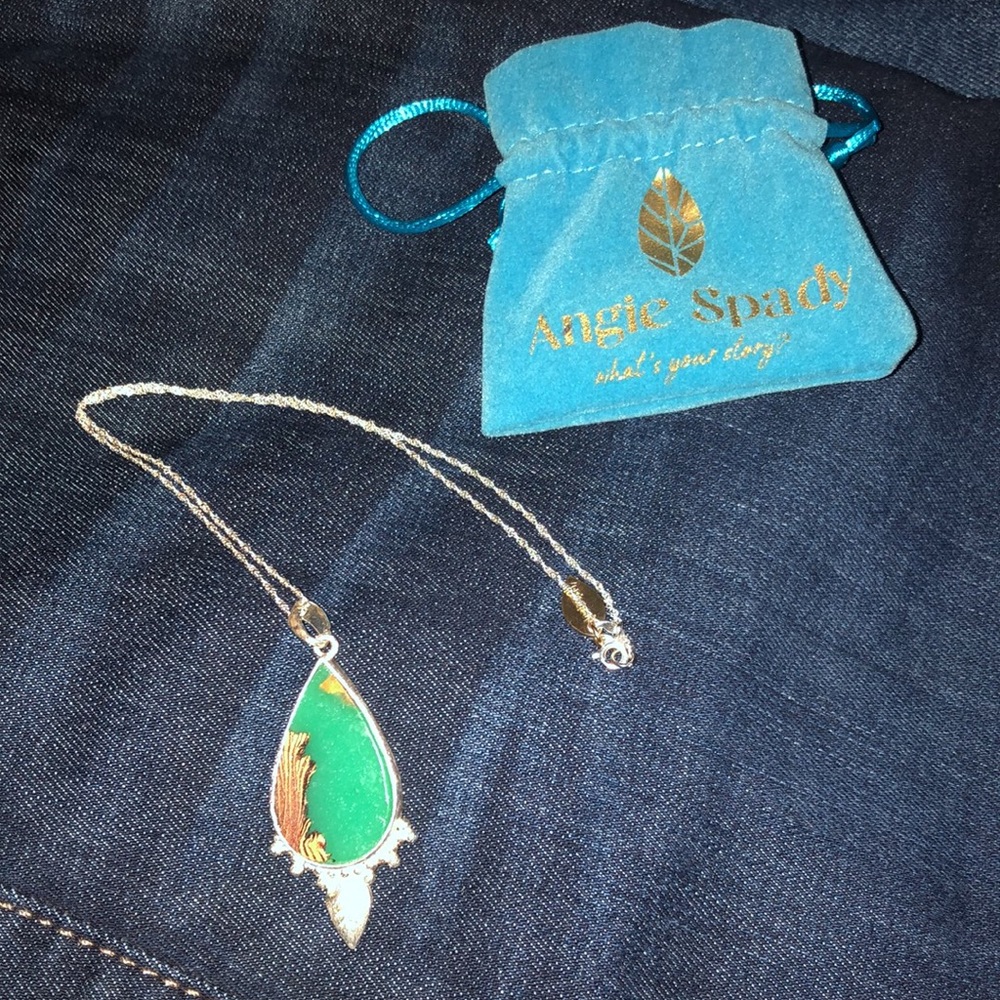 Angie spady teal droplet necklace